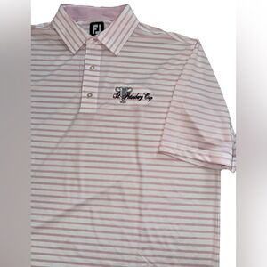 FootJoy * Polo Shirt Mens XL Large Pink white strip Polo * St Petersburg Cup